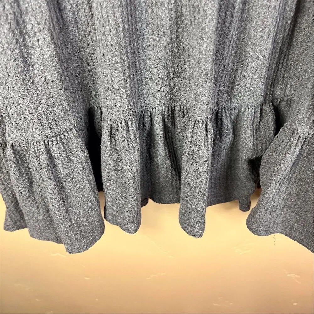 Lane Bryant Women's Gray Hooded Tiered‎ Swing Top Size 10/12 Long Sleeve Cozy - Image 6