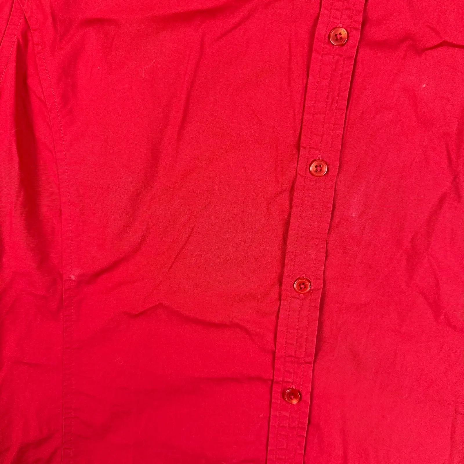 Talbots Red Cotton Short Sleeve Button‎ Up Mandarin Collar Shirt XL Lightweight - Image 8