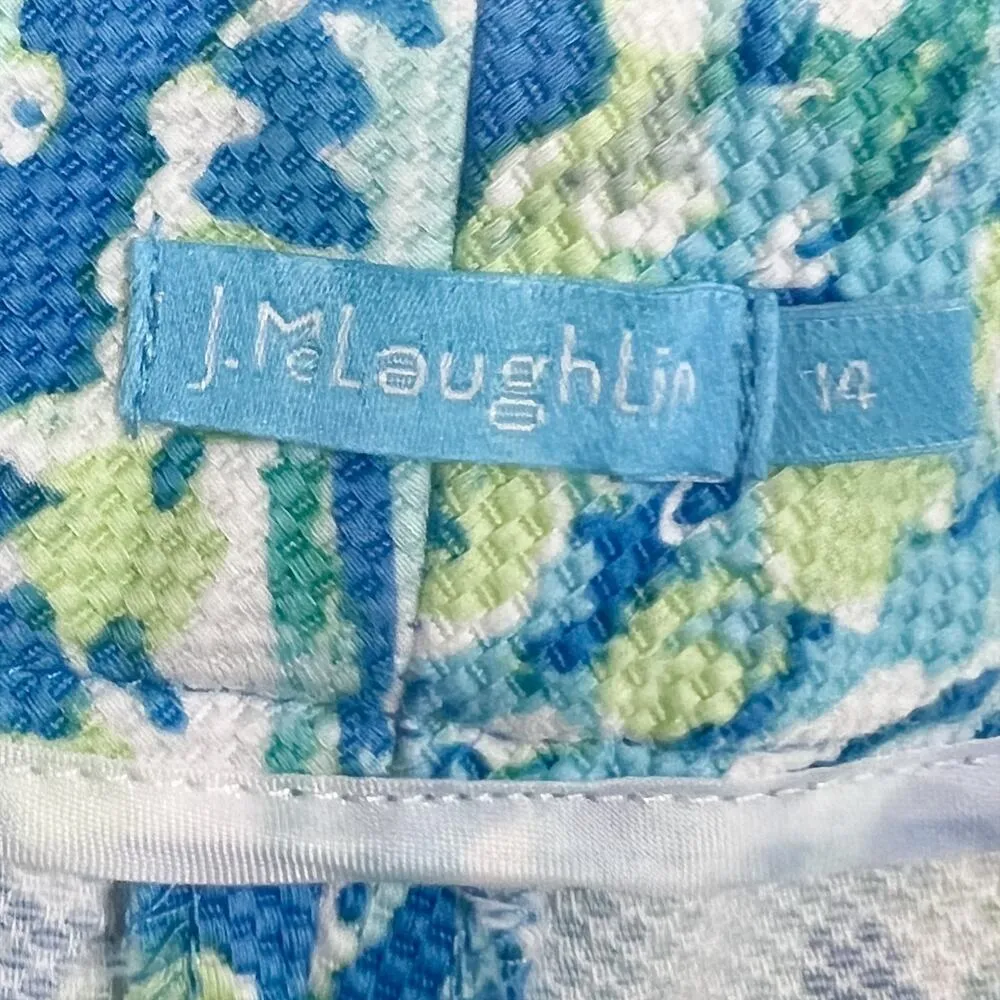 NWOT J. McLaughlin Portman Slim Fit Cropped Pants Blue Green Paisley Size 14 - Image 5