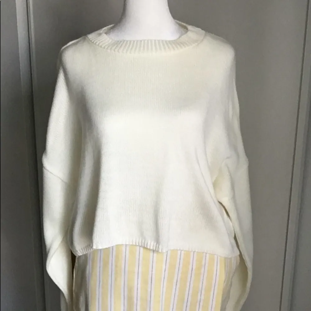 New Nasty Gal Oversized Boyfriend Fit Crop Sweater With Contrast Striped Sleeves - Image 2