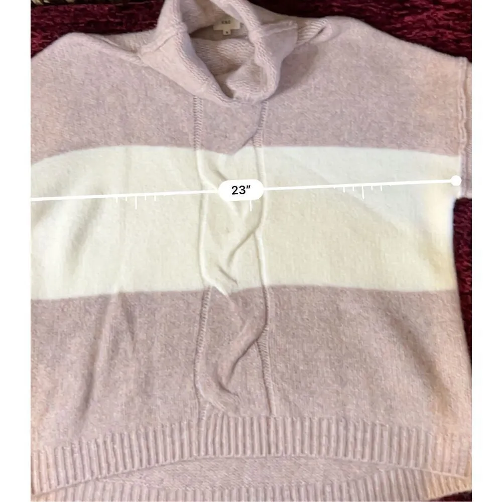 Women’s Pink White Knit Turtleneck Sweater MEDIUM - Image 3