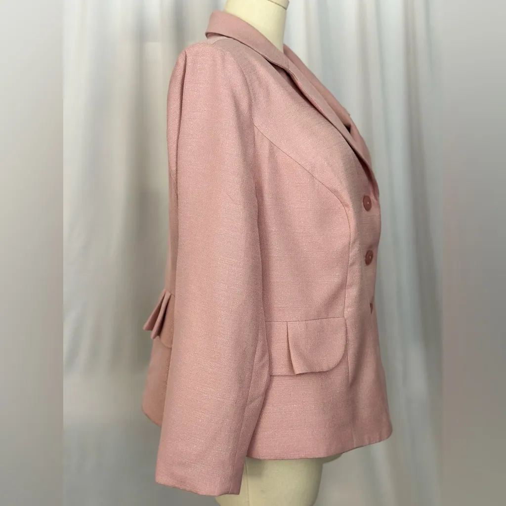 Danillo Blush Pink 3 Button Blazer w/Flower Accent Plus Size (1080) - Image 6