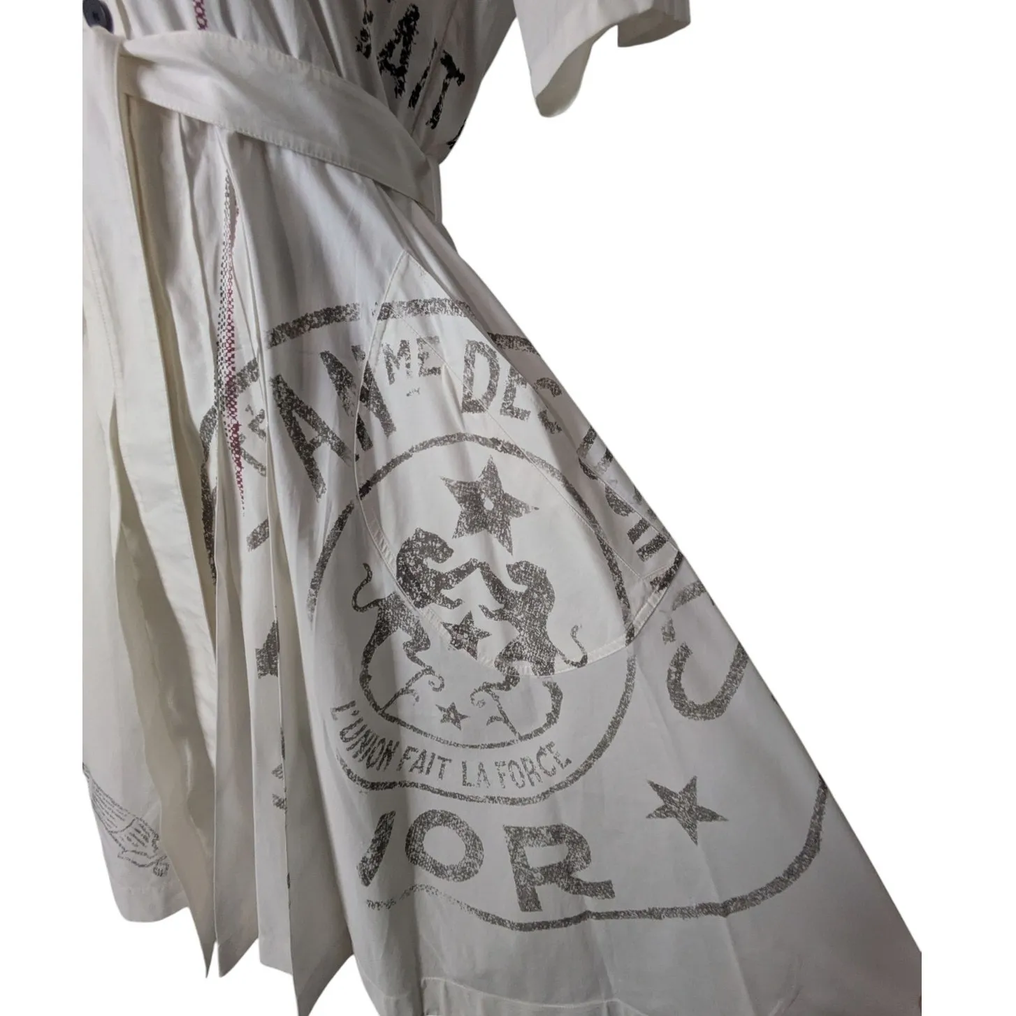 Christian Dior White Mid-Length Shirtdress Cotton Silk Blend with Motif 6 38 - Image 8