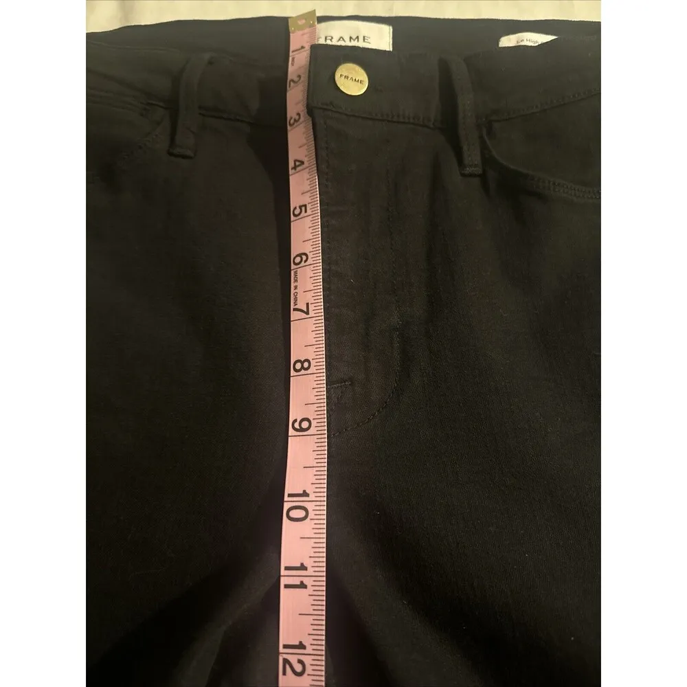 Womens Jeans Denim Size 30 High Rise Slim Straight Black Relaxed Ankle - Image 12