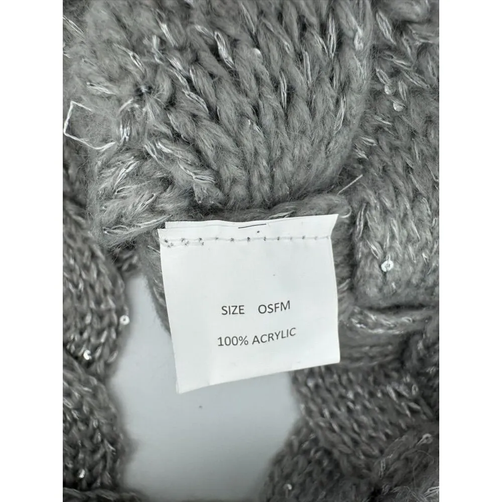 Muk Luks Sequin Twist Headband Chunky Knit Headwear Gray Heather Womens OSFM NWT - Image 5