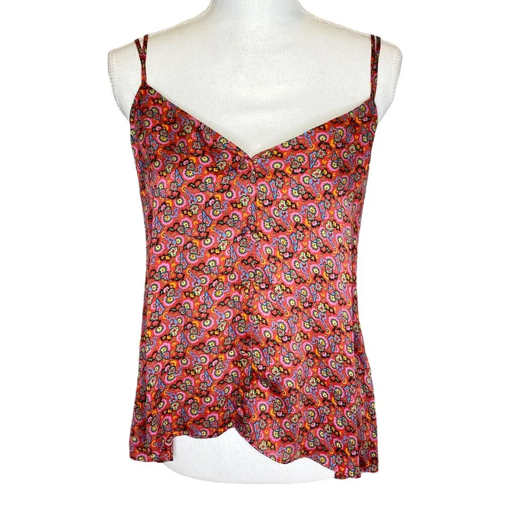 Rhode Kari Peasant Blouse Ruby Mosaic Floral Tank Top Women's Size Extra Large Red - Image 2