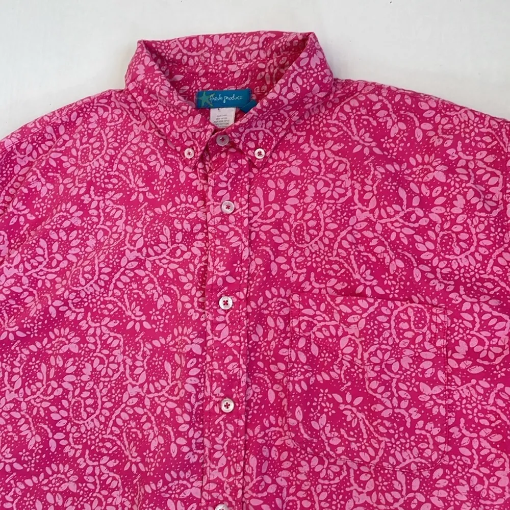 Fresh Produce Pink Paisley Cotton Long Sleeve Button Down Top Medium - Image 13