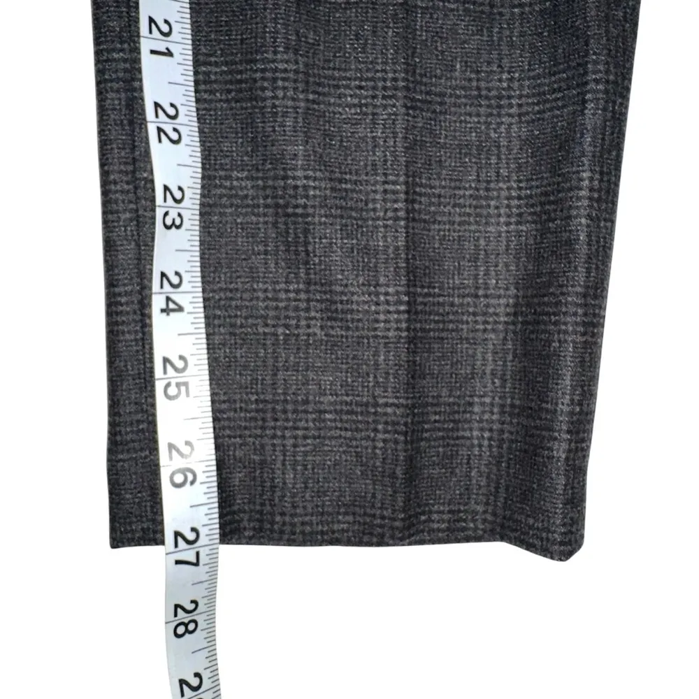 Brunello Cucinelli Wool Embellished Belt Gray Plaid Tapered Flat Front Pants - Image 7