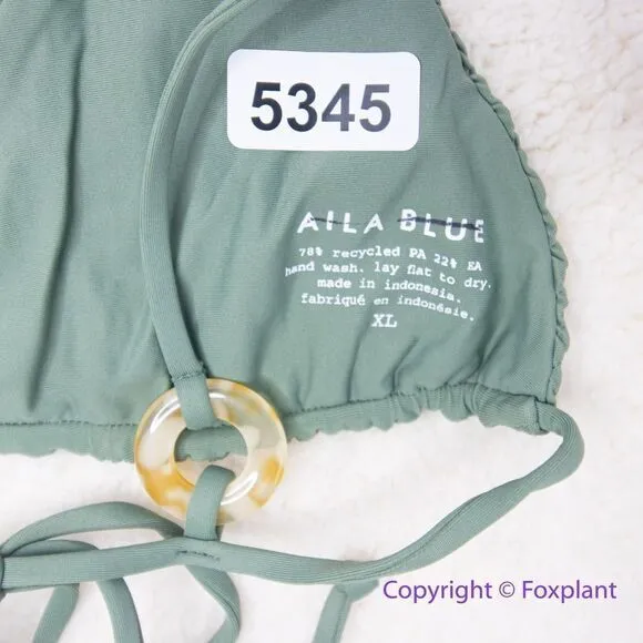 NEW Aila Blue Free People Soraya Bikini‎ Top, green, size XL - Image 12