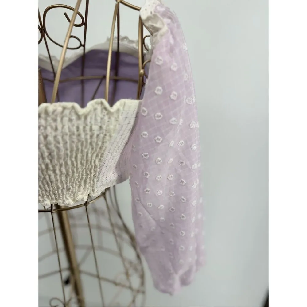 Nasty Gal Edge Your Bets Purple White Off Shoulder crop top size 4 NWT - Image 7