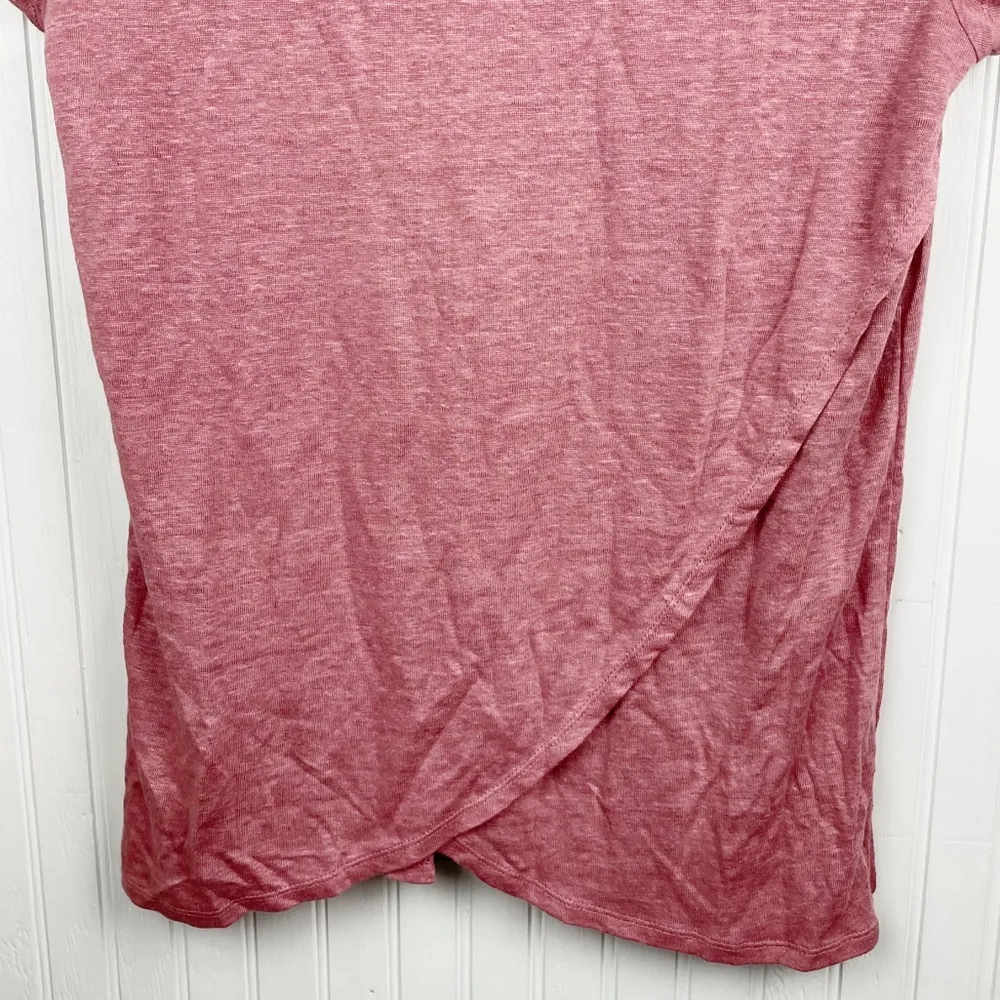 H by Halston 100% Linen Crossover Back Short Sleeve Tee Rose Mauve Size Medium - Image 5