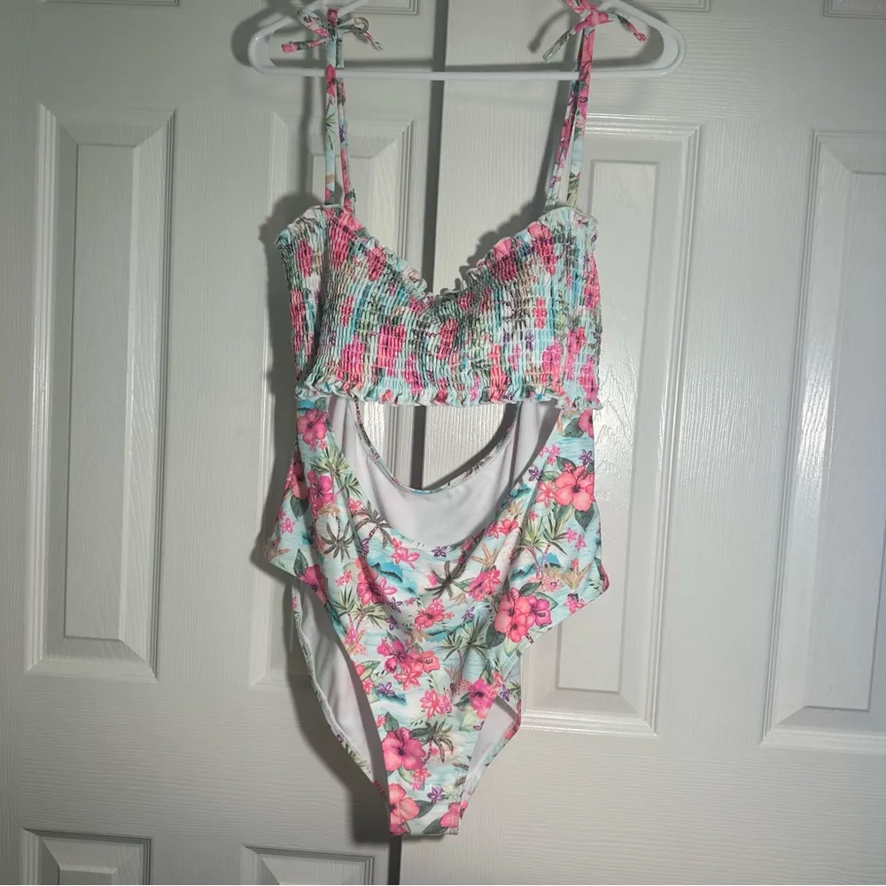 Decree Womens Textured‎ One Piece Swimsuit Island Floral XXL - Image 3