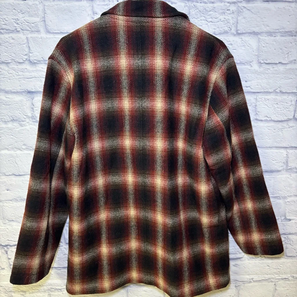 Vintage Eddie Bauer Jacket Womens Medium Wool Plaid Button Barn Chore Coat - Image 9