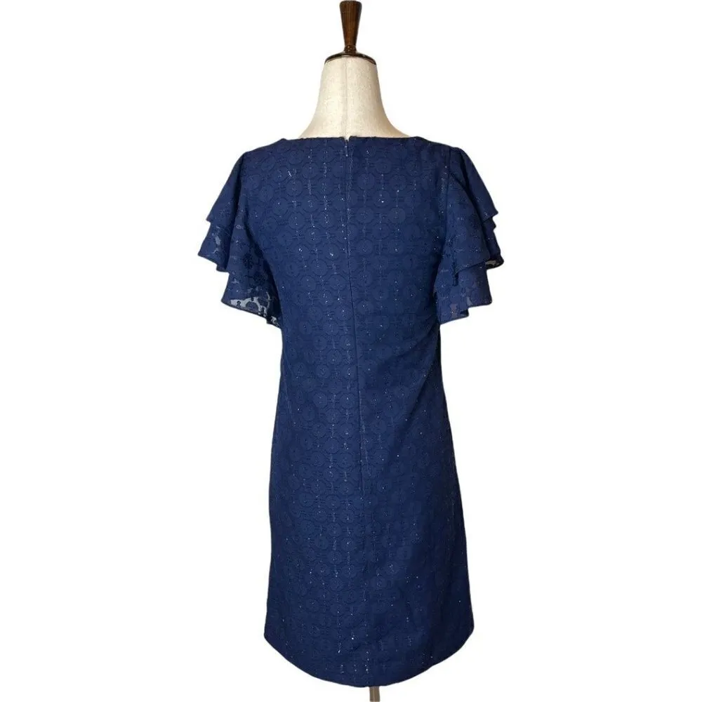 Lilly Pulitzer True Navy Tanzanian Flounce Sleeve Sheath Dress Size 00‎ - Image 8