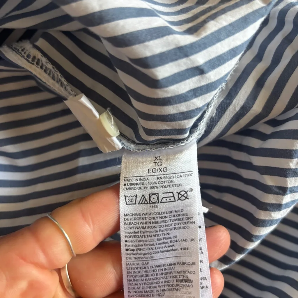 GAP X Doen Organic Cotton Eyelet Big Shirt Oversized Striped | Size XL White - Image 11