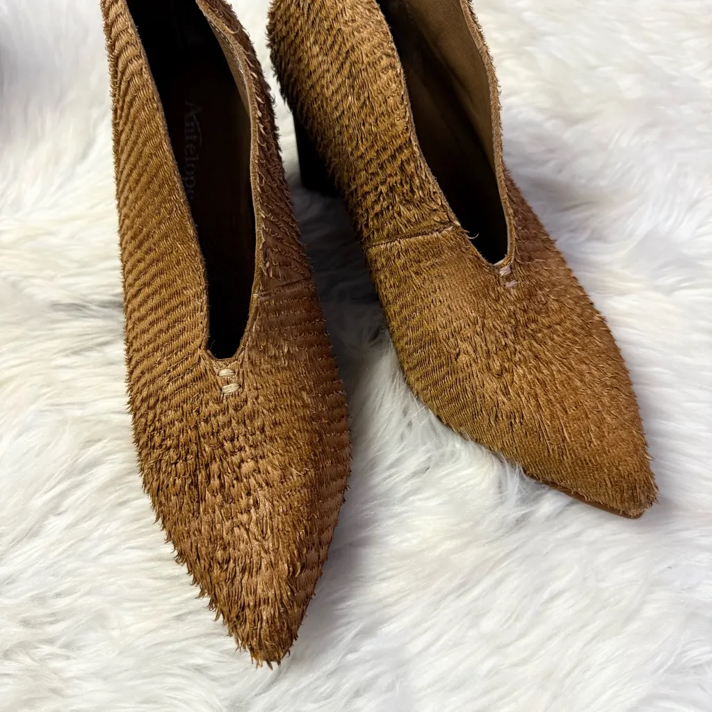 Antelope Brown Textured Handwoven Pumps Size 39 / 8.5–9 Leather Lined Heels - Image 5