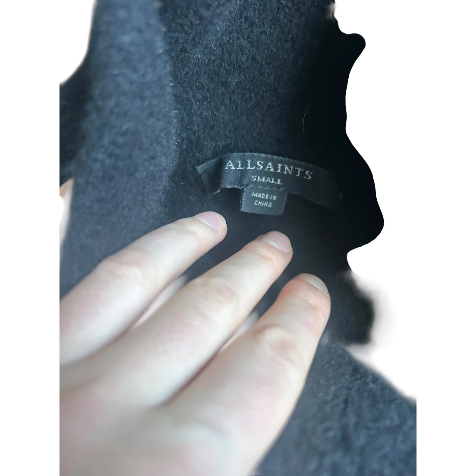 AllSaints Lock Roll Neck Sweater Black Asymmetrical Knit Women's Size Small - Image 5