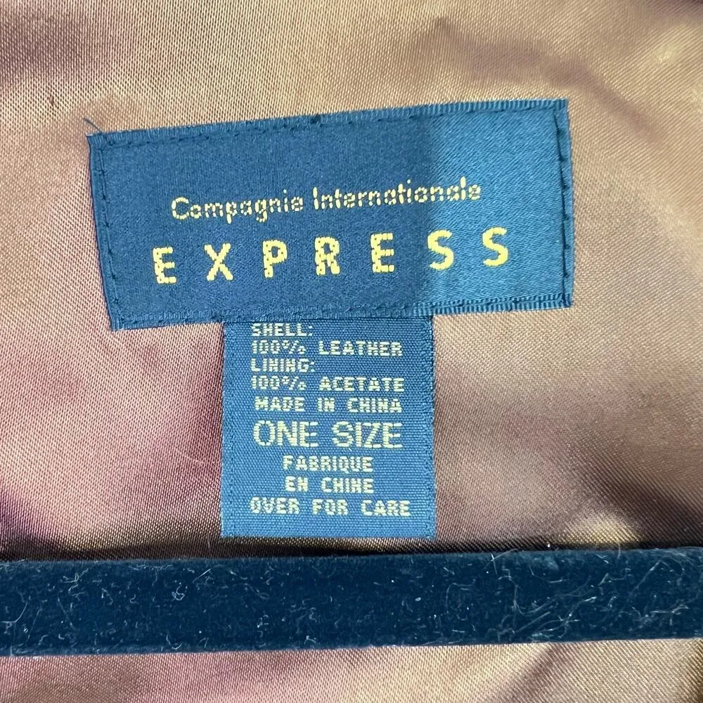 Express Vintage Brown Leather Fringe Vest 90s Western Festival One Size - Image 8