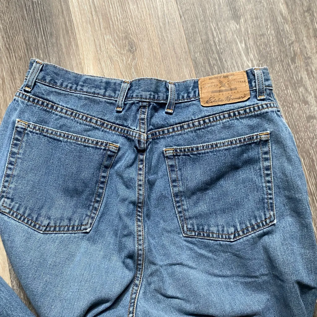 Eddie‎ Bauer 90s Vintage High Rise Mom Jean Blue Denim Straight Leg Jeans 14 - Image 7