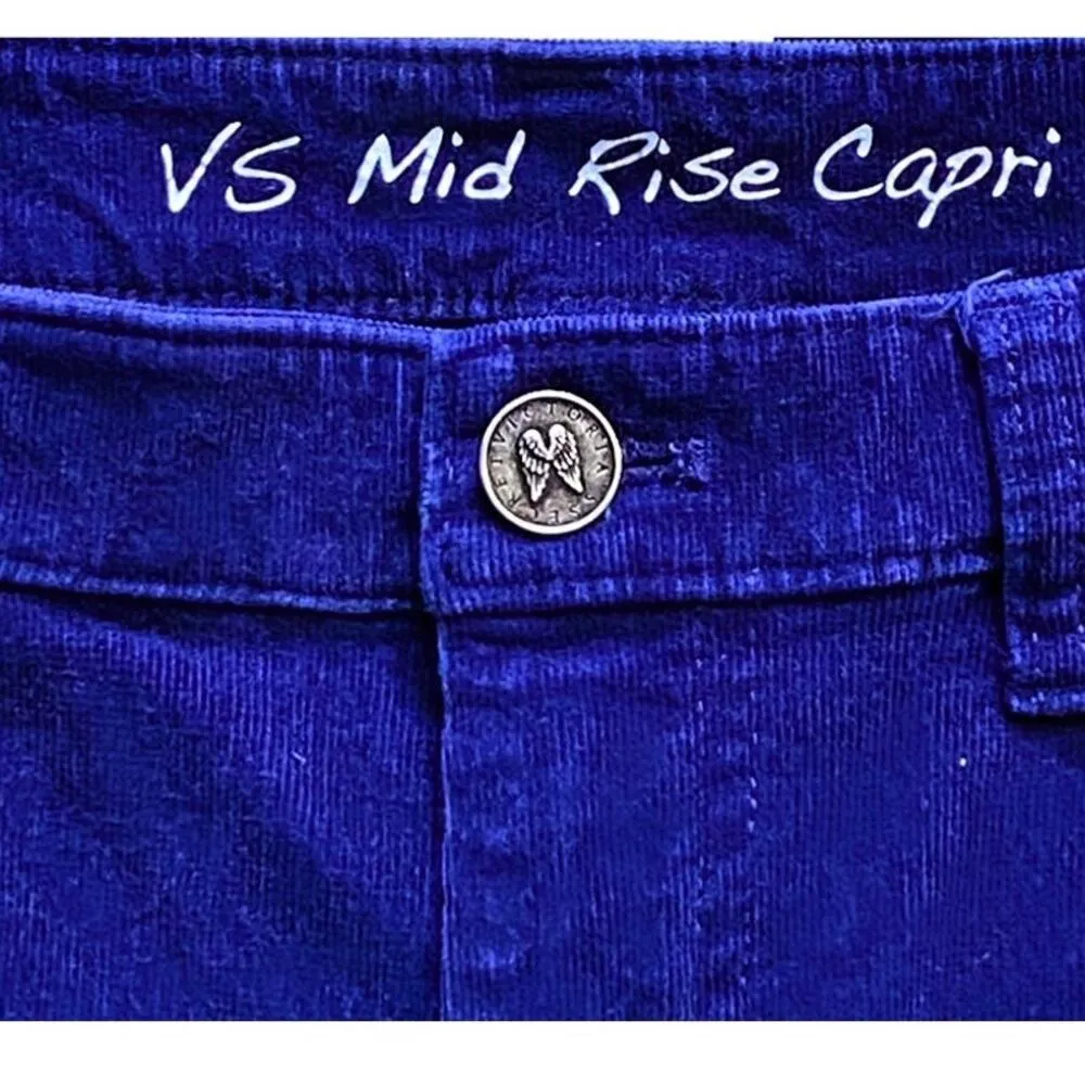 VICTORIAS SECRET Blue Mid Rise Capri Zipper Pockets Pants ~ Women's 12 - Image 5