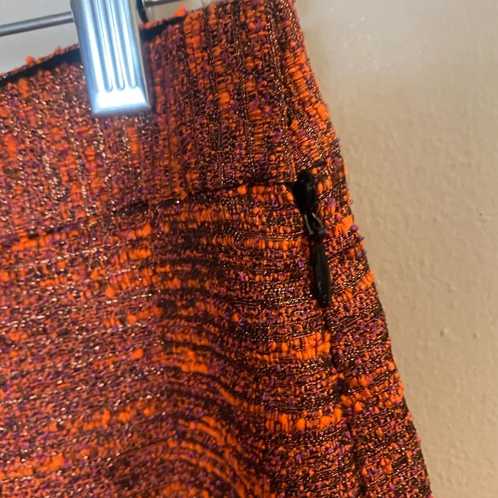 Hunter Dixon Womems Midi Pencil Skirt Size 4 Waist 26” Orange Textured Print - Image 4