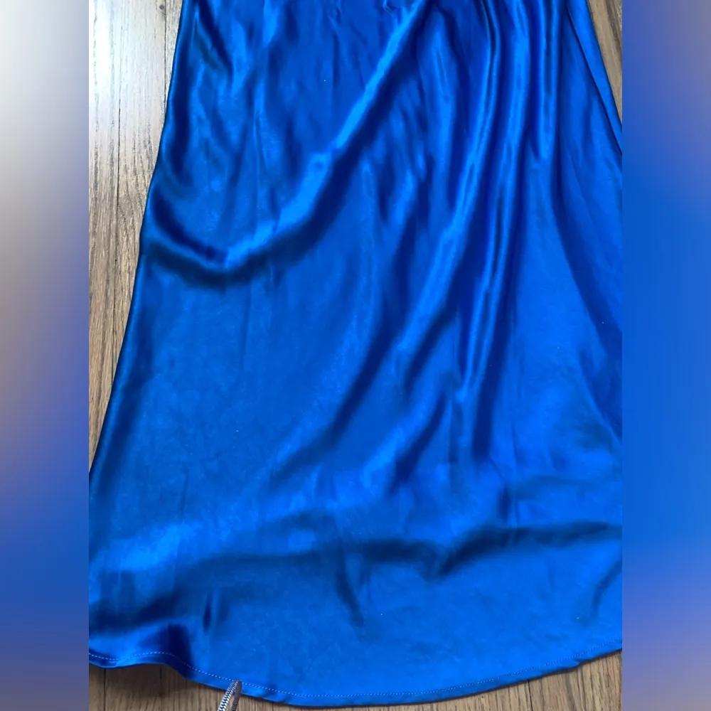 NWT nasty gal knot halter neck satin midi dress cobalt blue 6 - Image 4