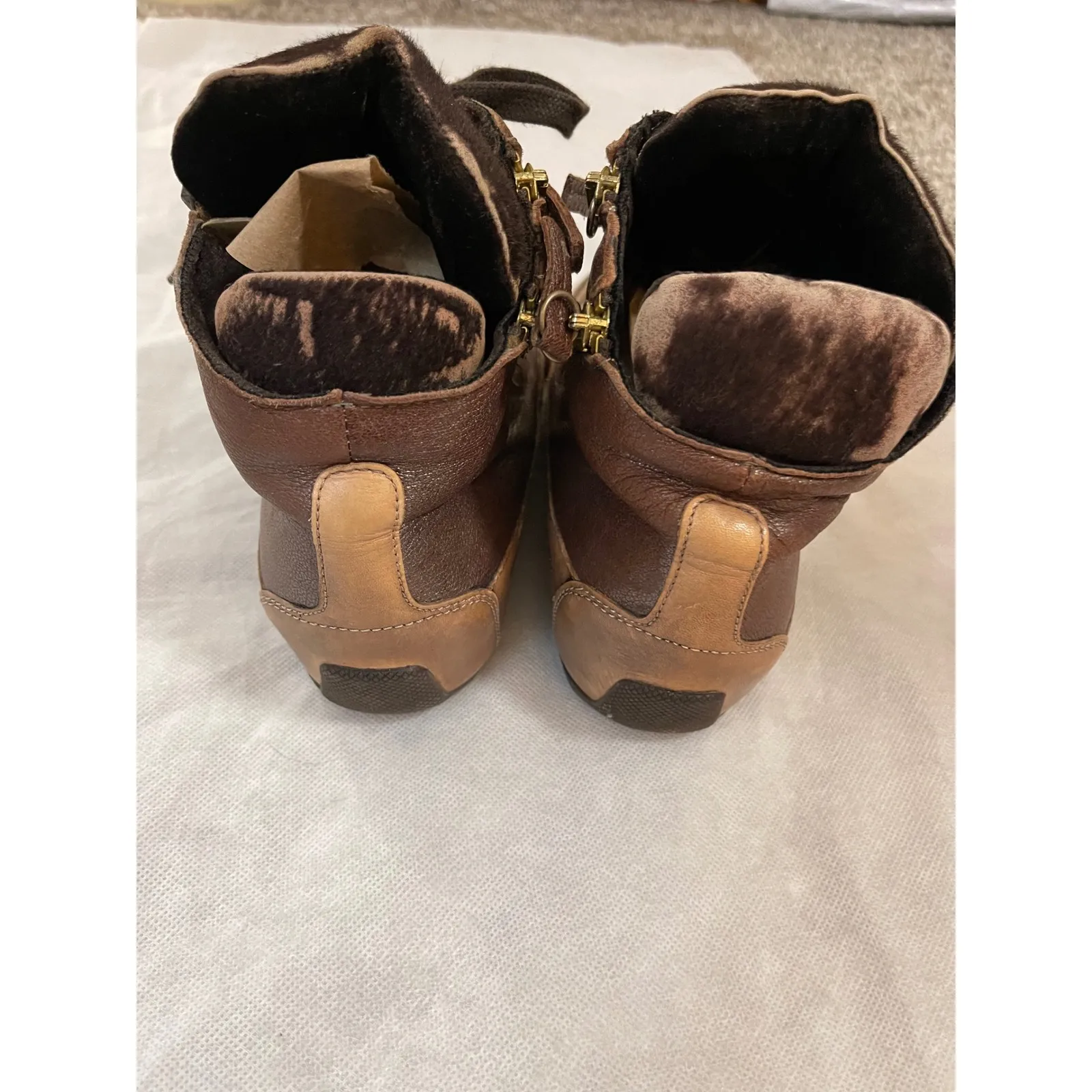 Candice Cooper Womens Lucia Brown Leather Top Zip Sneakers Made in Italy Size 38 - Image 10