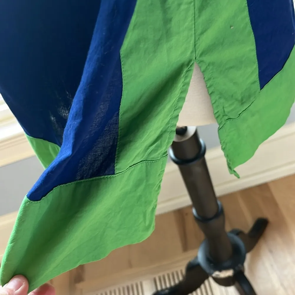 Gretchen Scott Designs Roomy XS Top Tunic Cotton Shirt Oversized Blue Lime Green - Image 9