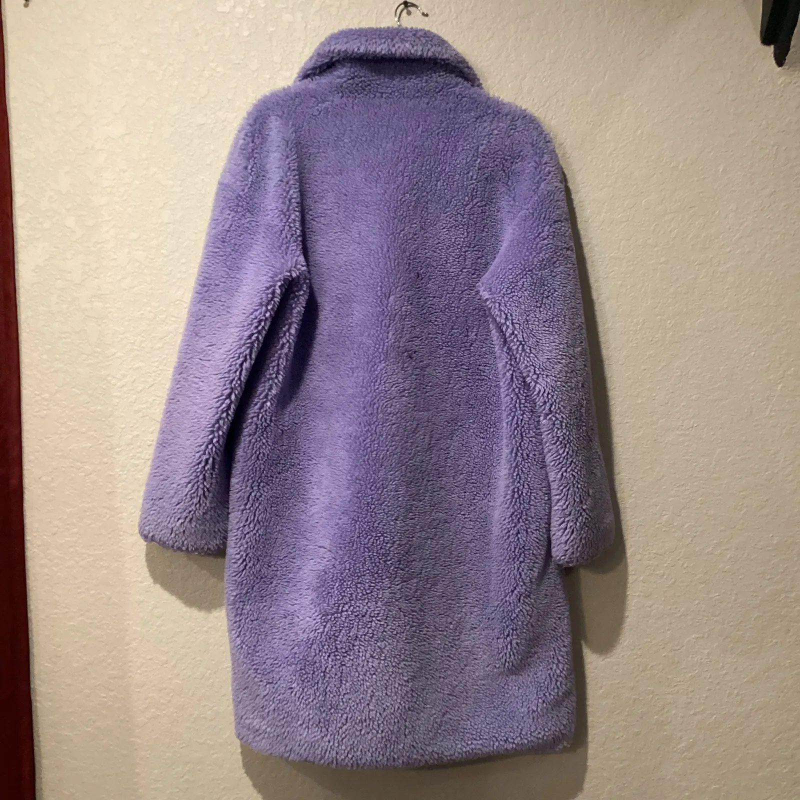 Stand Studio Purple Camille Fuzzy Cocoon Sherpa Faux Fur wool blend Coat 6 / 38 - Image 3