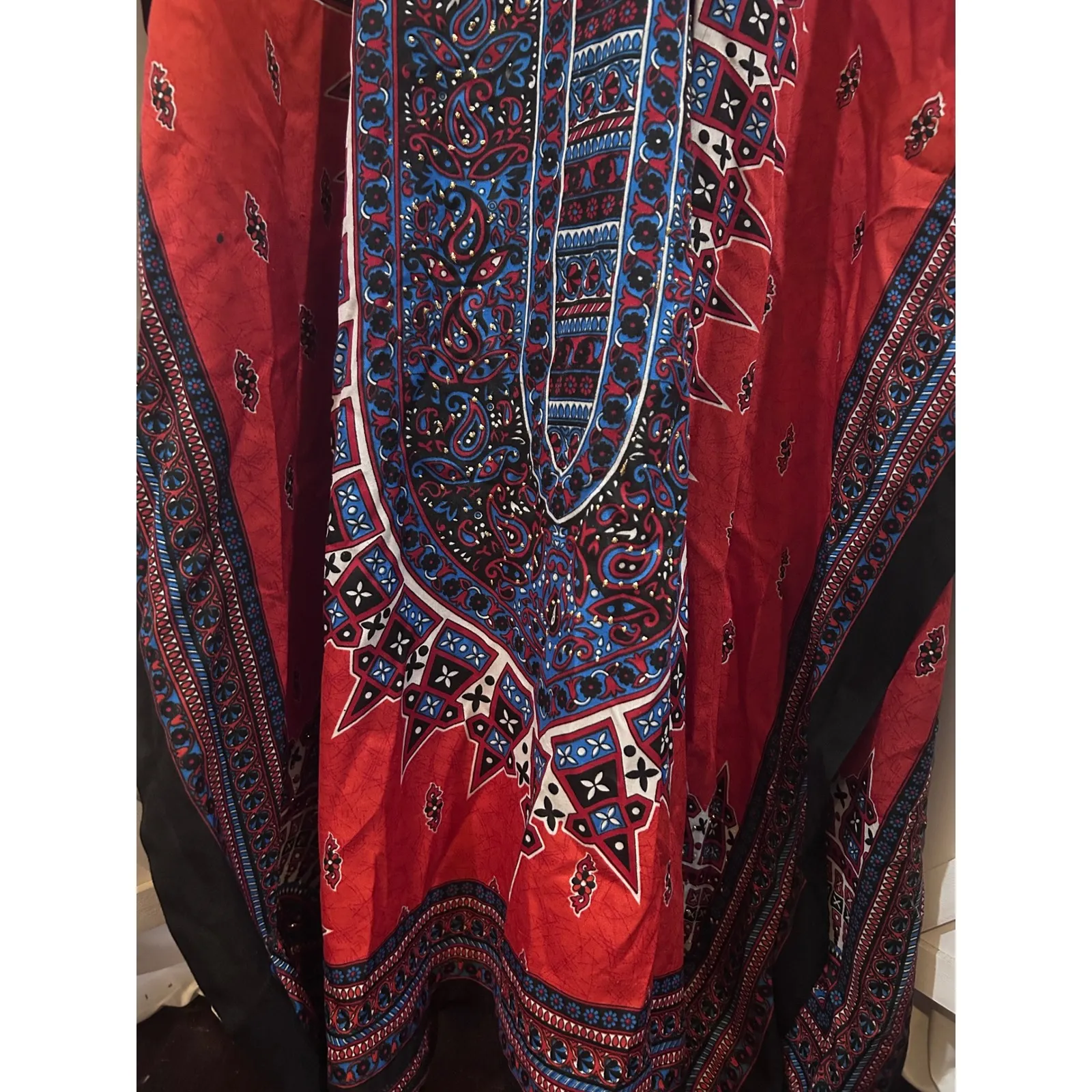 Bell Pepper Fashion Wear Red Boho Patchwork Print Kaftan Maxi Dress Free Size Size undefined - Image 3