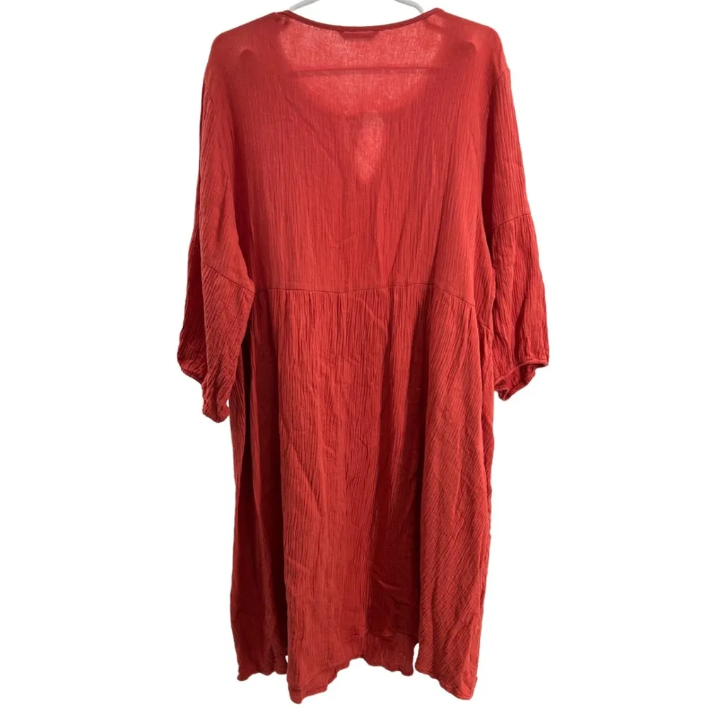 BloomChic burnt orange 18-20 plus slub cotton knee length vneck keyhole pockets - Image 9