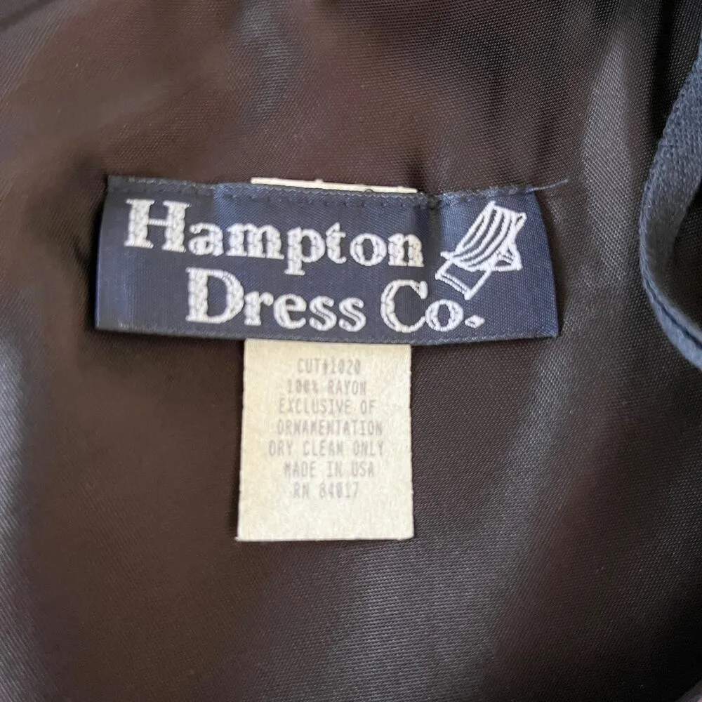 Vintage Hampton Dress Co Dress 8 Midi Black Red Tulips - Image 8