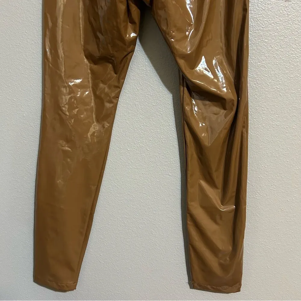 Adidas x Ivy Park brown embroidered latex pants women’s size small - Image 10