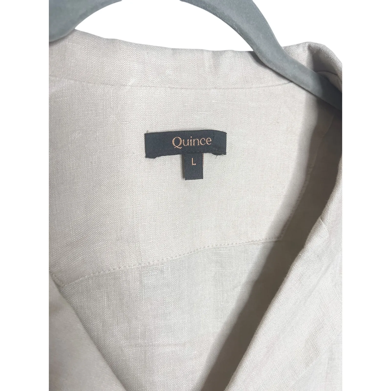 Quince 100% European Linen Short Sleeve Shirt Large Tan Flax Button‎ Down - Image 9