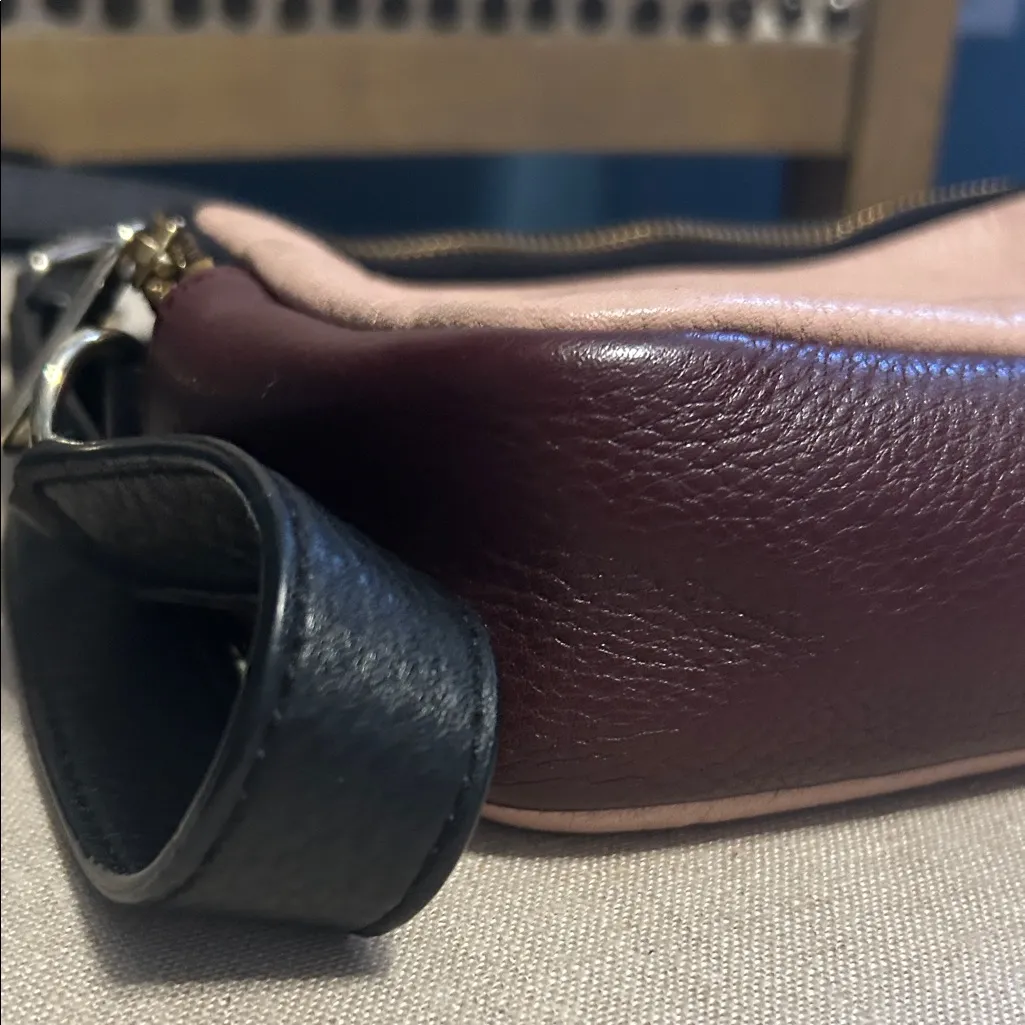 Talbots Pink, Maroon and Black Pebbled Leather Crossbody Bag - Image 9