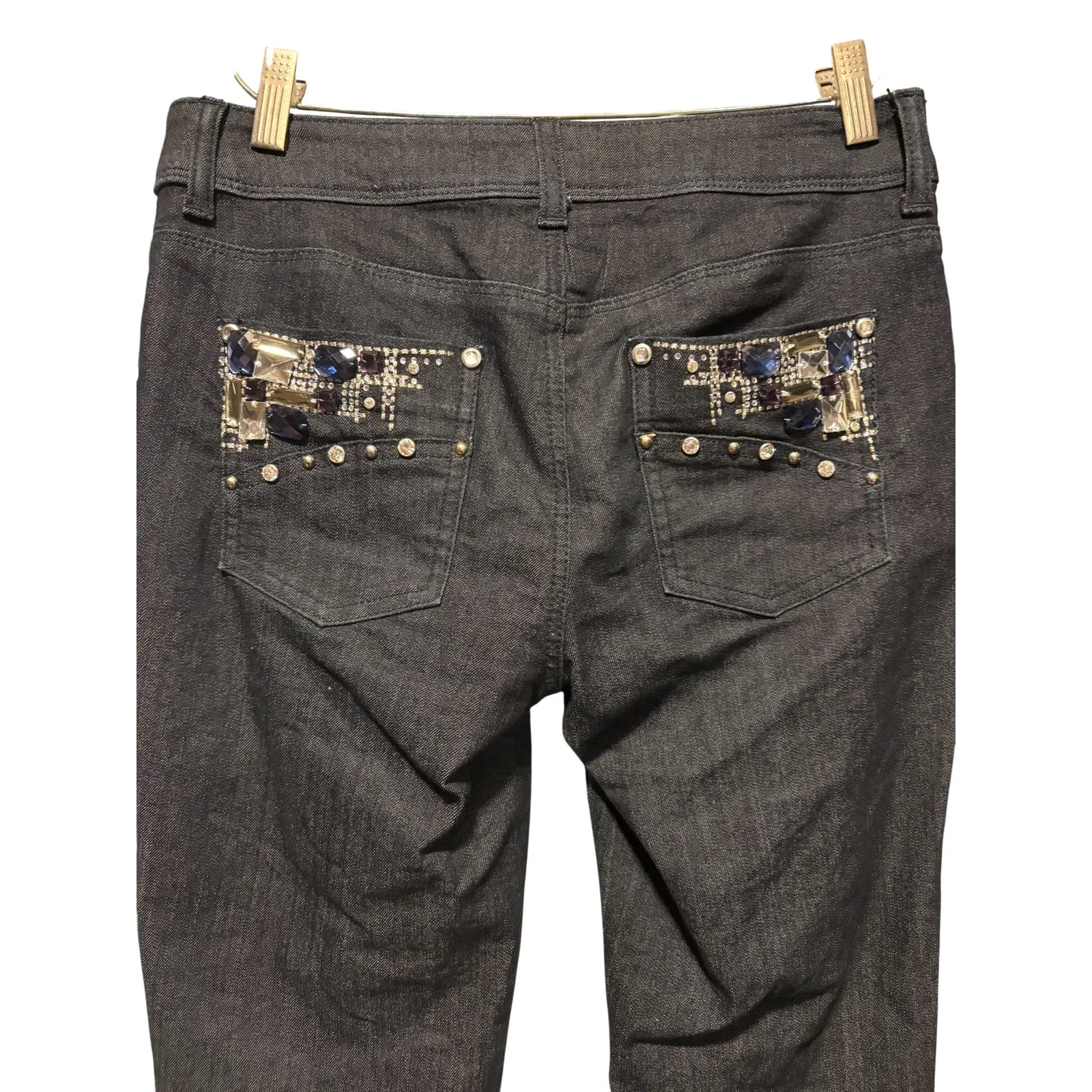 Chicos Platinum Dark Wash Denim Jean Embellished Jacket Pant Lot 2 XS/S - Image 8