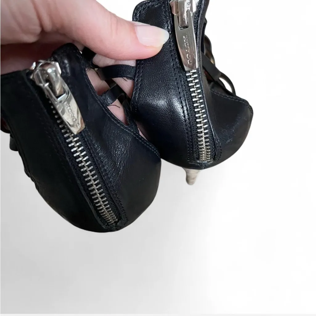 Coach Women’s black leather and Snakeskin Heels sandals Stunning vintage - Image 5