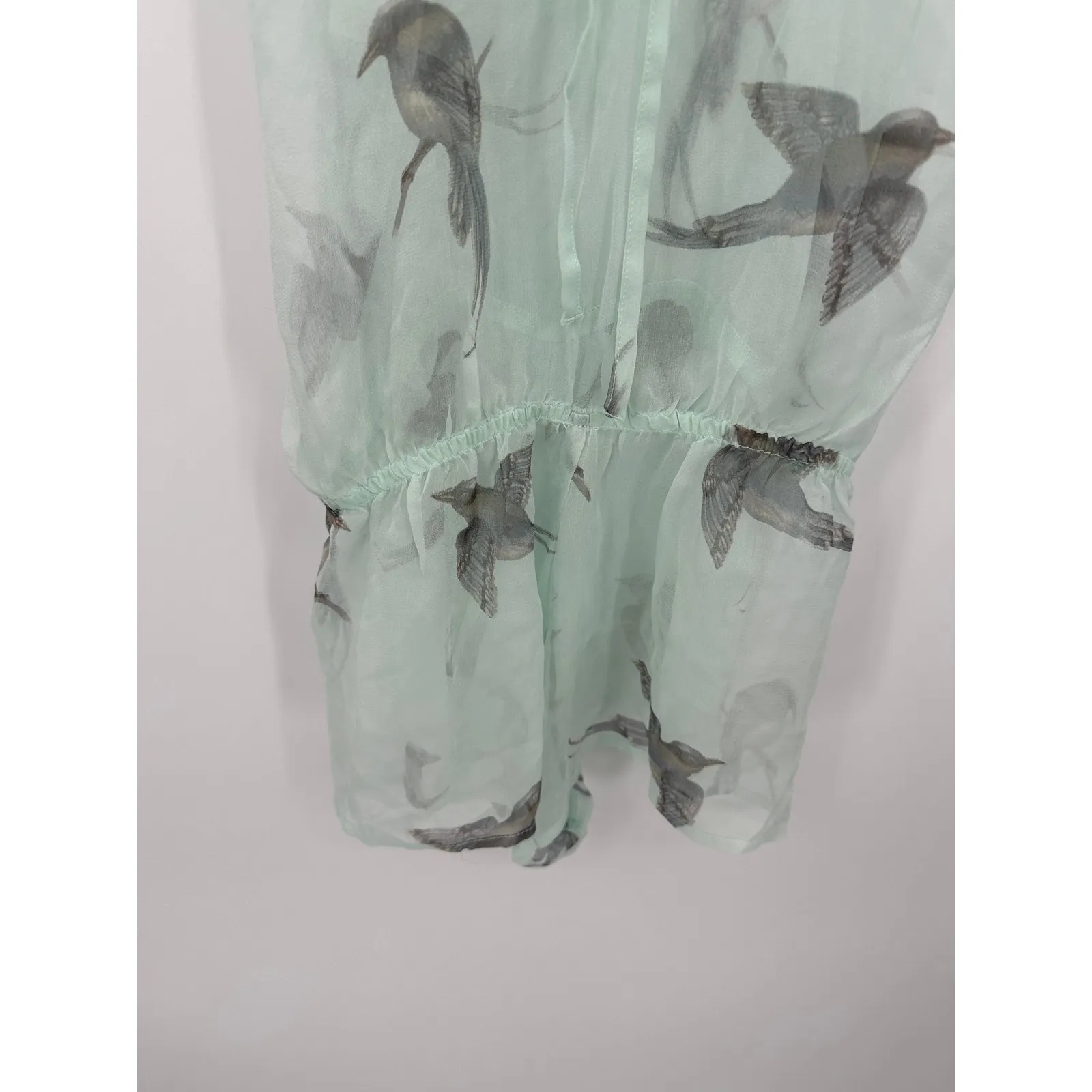 Beautiful Bottoms Swim Romper Women SMALL NWT Mint Green Bird Print Playsuit - Image 2