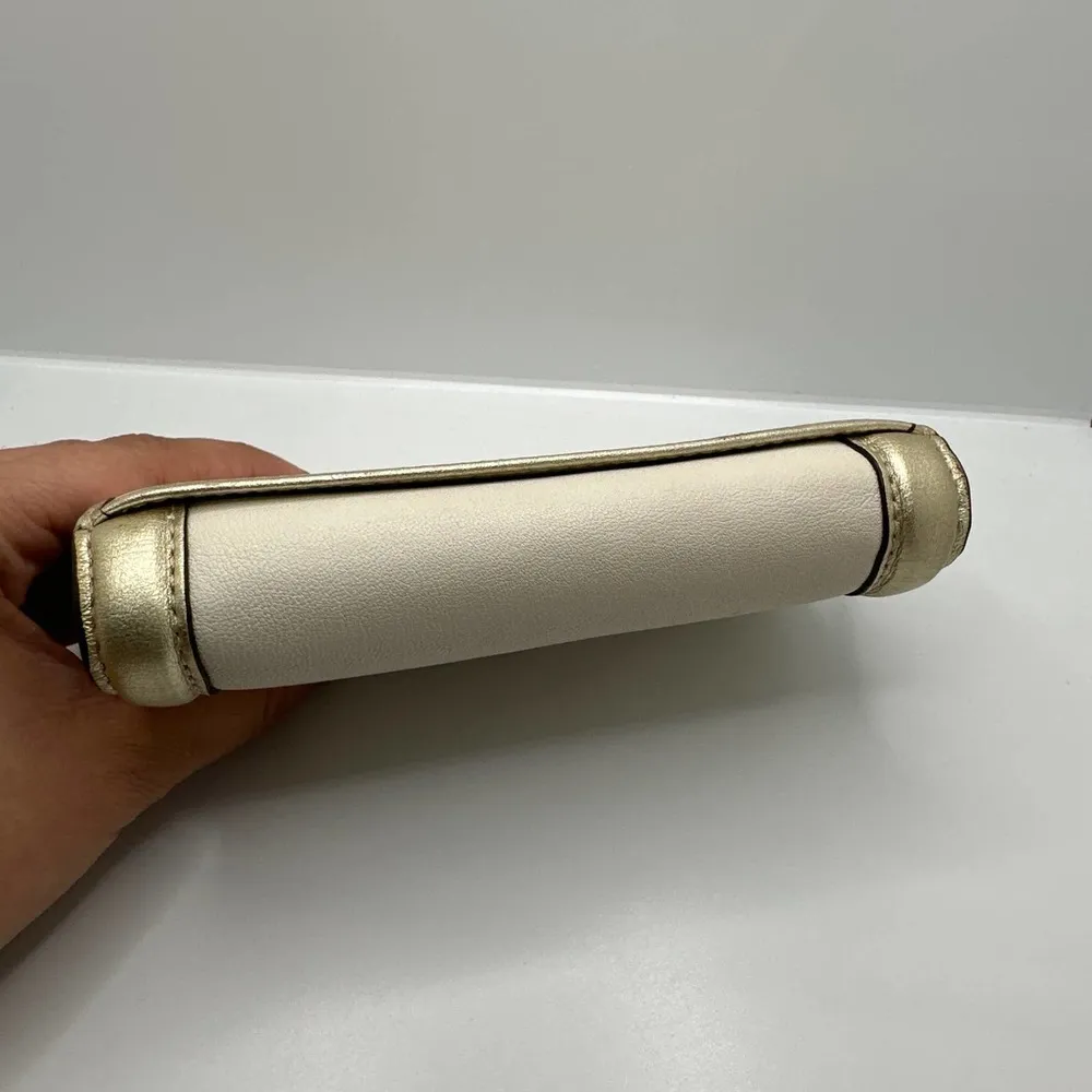 COACH Gold and off white Trifold Wallet - Image 4