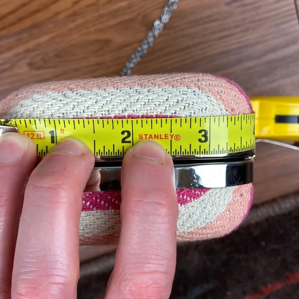 Loft NWOT Embroidered Box Clutch with Chain in Pink and White Stripes - Image 13
