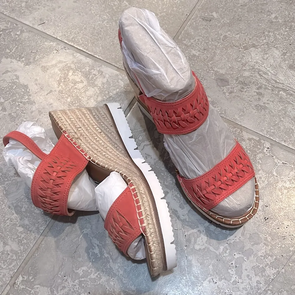 Gentle Souls Elyssa Two-Band Braided Wedge Sandals in Coral, Size 11 NEW $229 - Image 8