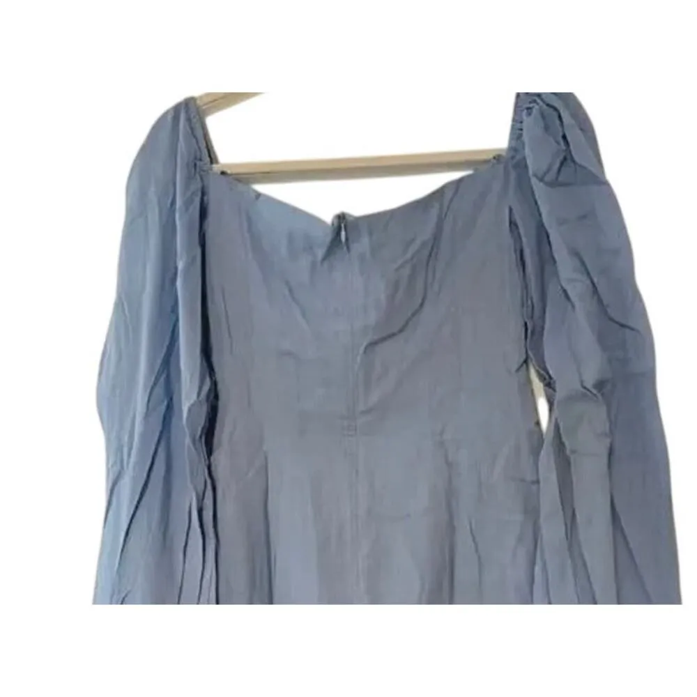 NWT Rumer The Camille Mini Dress Low Back Gathered Chest Front Cutout L Blue - Image 7