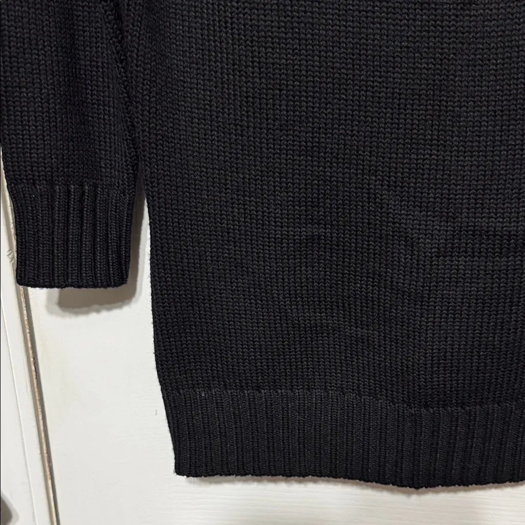 Karen Kane Black 100% Merino Wool Sweater with Brown Faux Fur Collar Large - Image 4