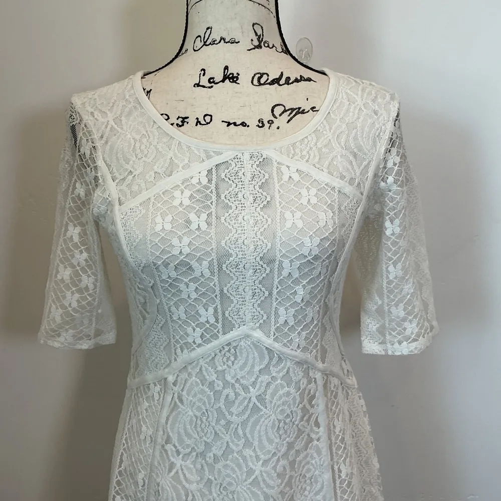 NWT‎ Sundance White Lace Dress Petite P6 Short Sleeve Elegant Party - Image 3