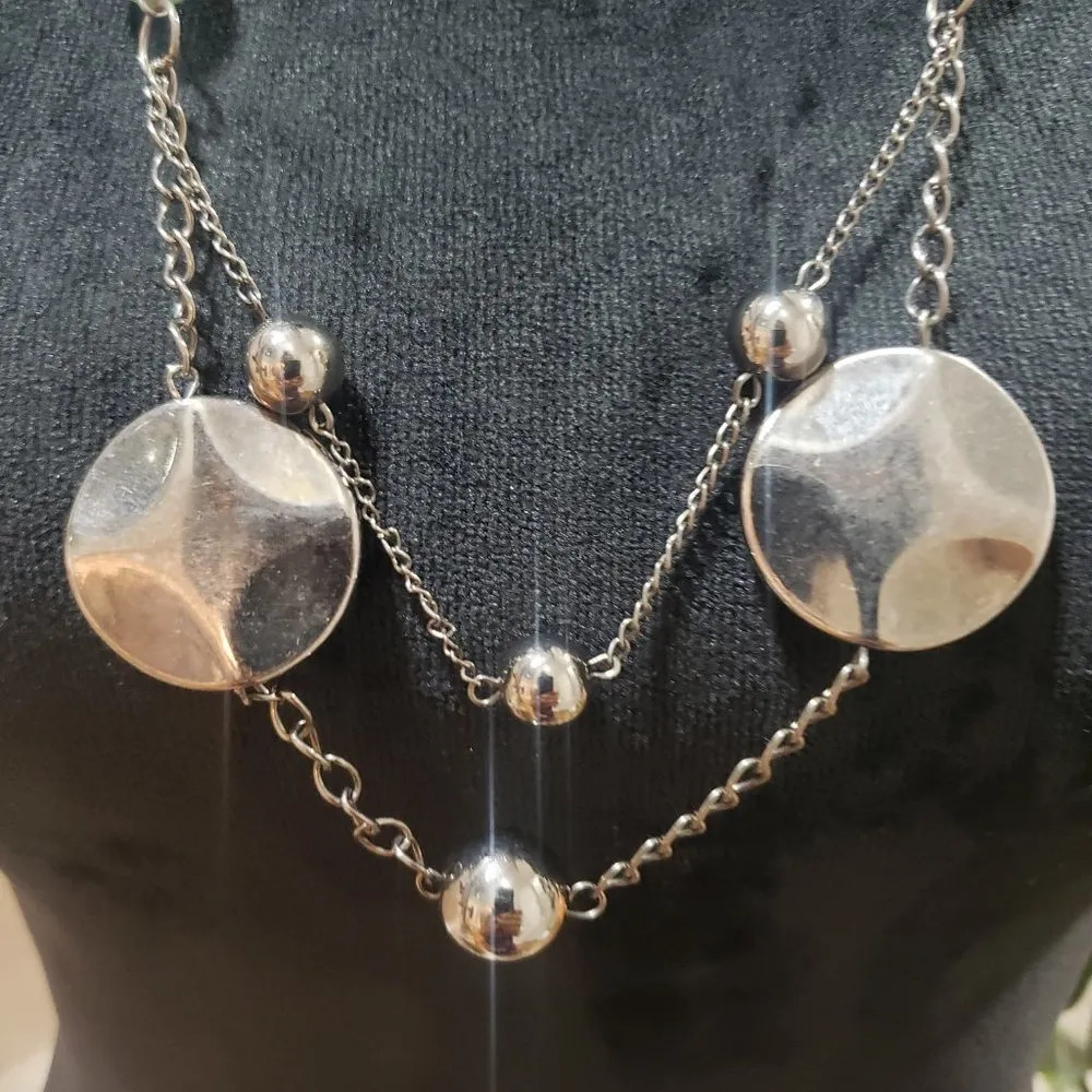 Women Fashion Silver Tone Beaded Layered Long Charm Necklace with Lobster Clasp - Image 4