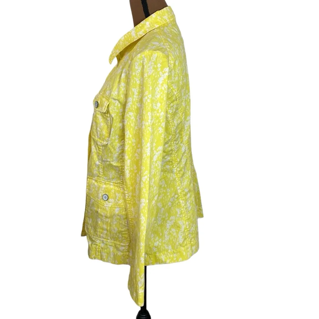 Cabi yellow floral print light cotton blend utility cargo field jacket size S - Image 5