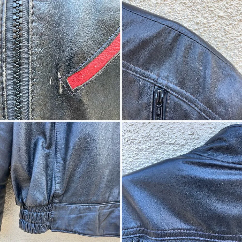 Vintage Hein Gericke Black Leather Moto Jacket Fringe Roses L Size L - Image 7