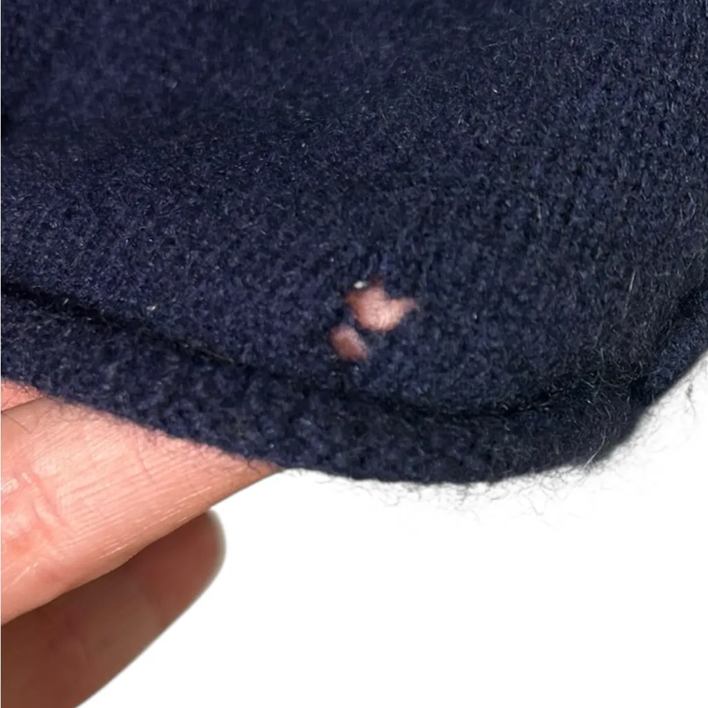 BKE Women’s Navy Lambswool Angora V Neck Raw Edge Sweater Lagenlook Scandi Large - Image 6