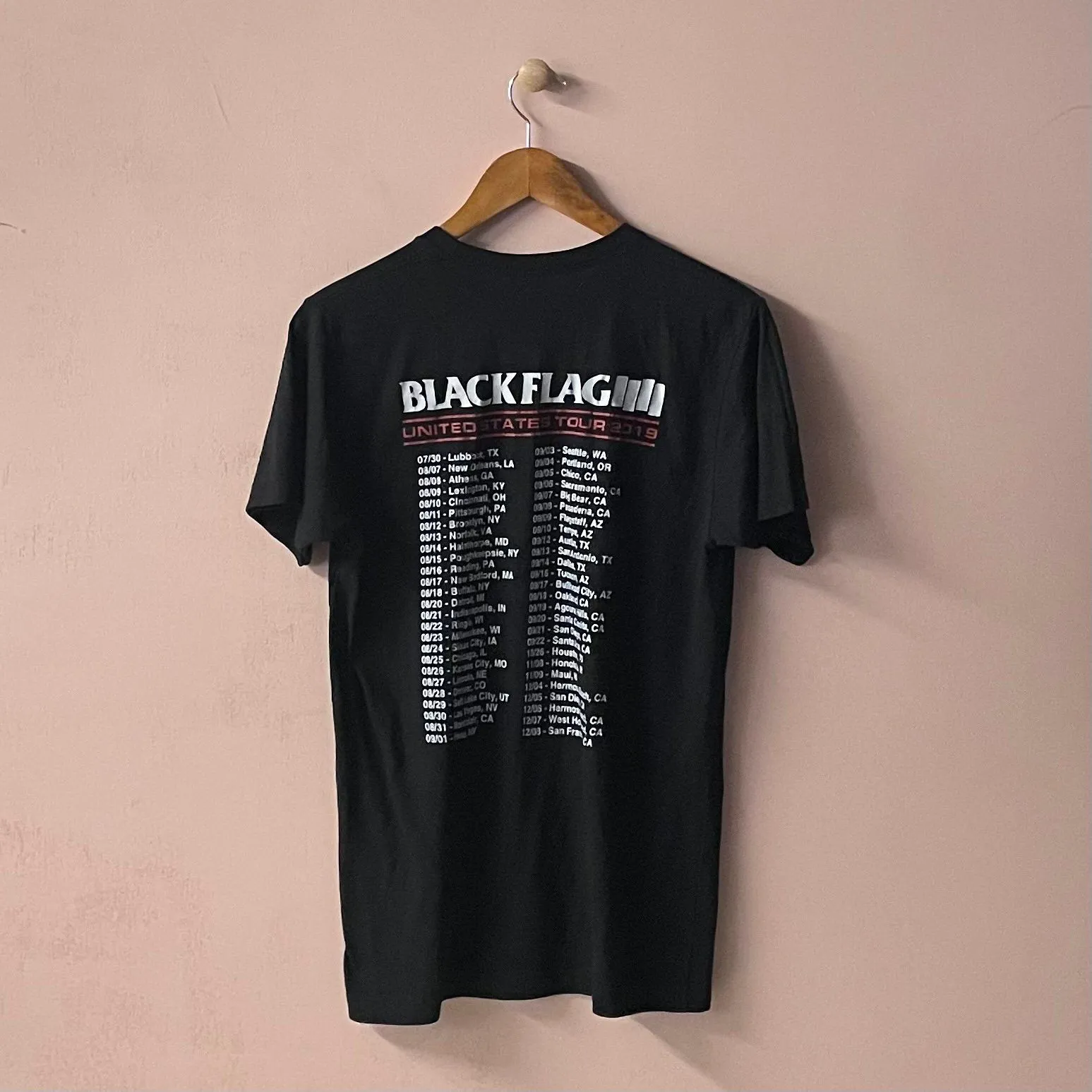 Black Flag Black 2019 United States Tour Band T-Shirt Size M GUC - Image 2