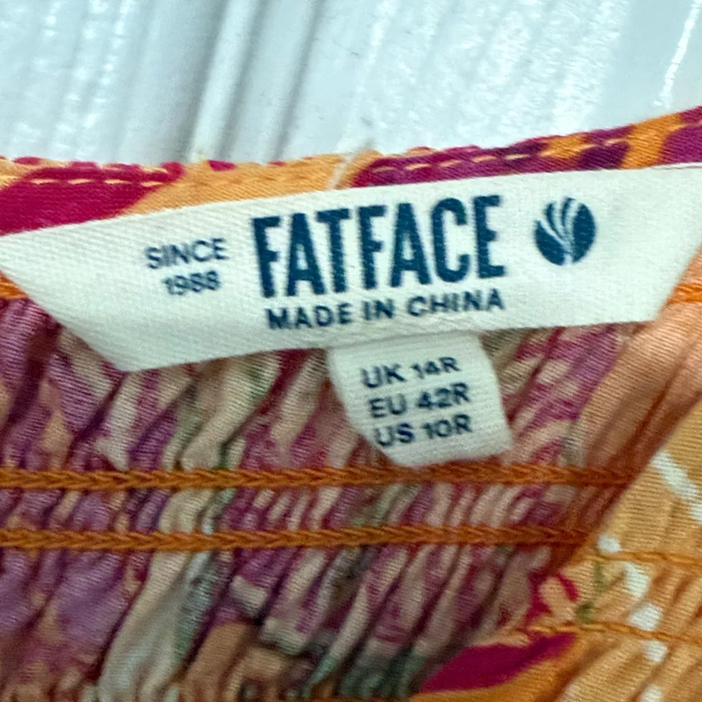 FatFace Aria Tropical Floral Midi Dress Light Orange Size US 10 - Image 4